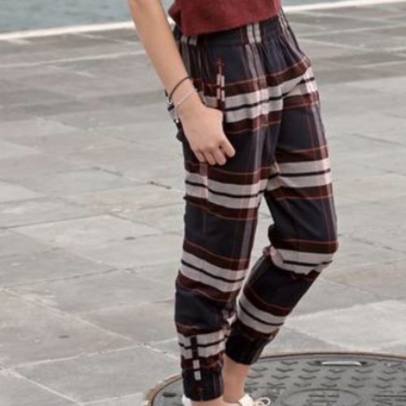 Burgundy Plaid Joggers - Picture 6 of 7
